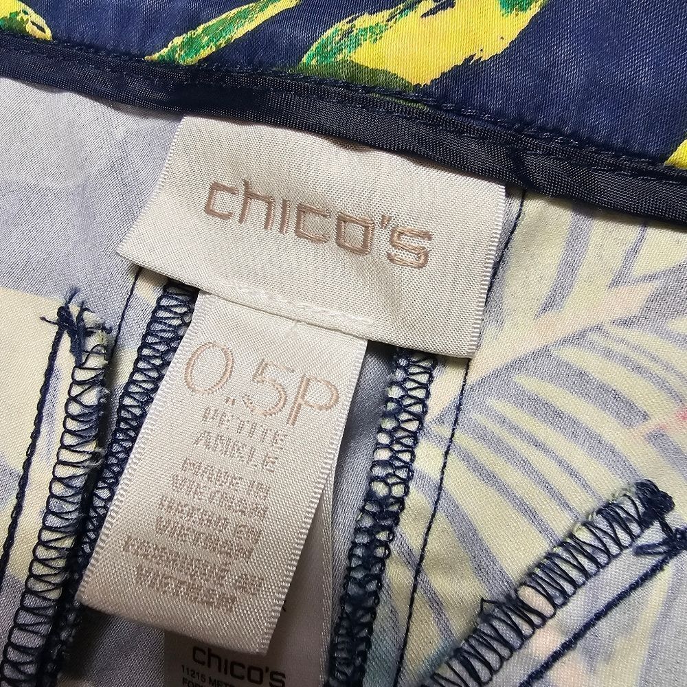 Chico's Tropical Leaf Printed Cropped Ankle Pants Women's‎ Size 0.5 Petite - Picture 6 of 14